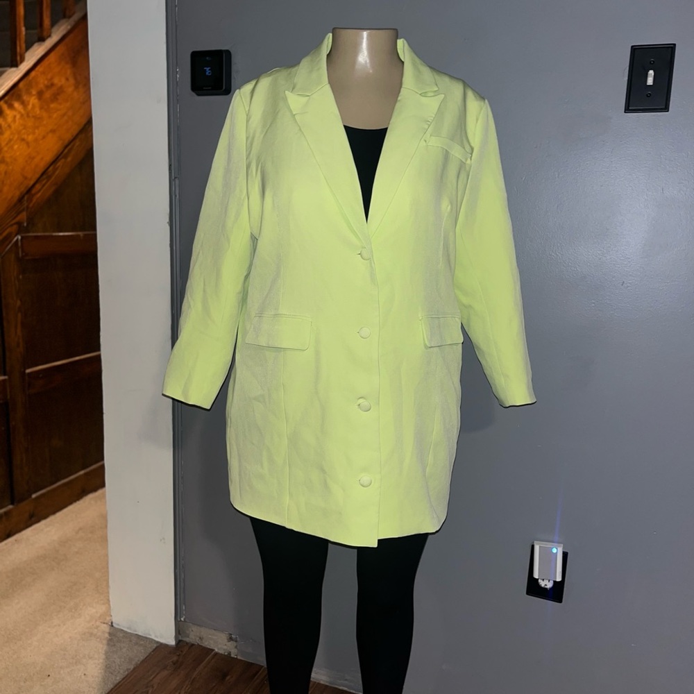 Misguided green/Yellow oversized blazer - 10